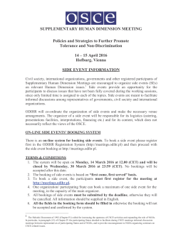 SUPPLEMENTARY HUMAN DIMENSION MEETING Policies and
