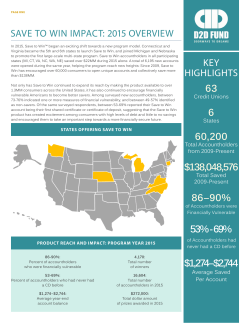 SAVE TO WIN IMPACT: 2015 OVERVIEW KEY HIGHLIGHTS 63 6