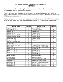 Event - Colorado Science Olympiad