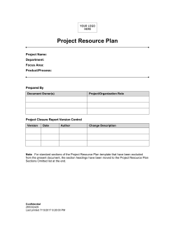 Project Resource Plan