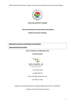 NEDLAC National Retail Sector Strategy: Comments from Workshop