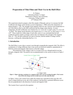Preparation of Thin Films and Their Use in the Hall Effect