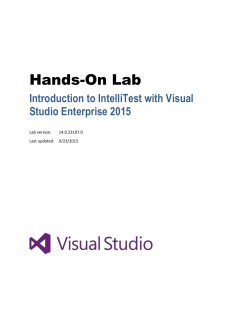 Introduction to IntelliTest with Visual Studio Enterprise 2015