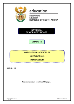 Agricultural Sciences P1 Nov 2009 Eng Memo