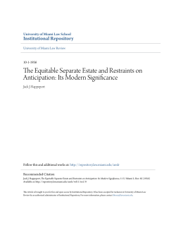 The Equitable Separate Estate and Restraints on Anticipation: Its
