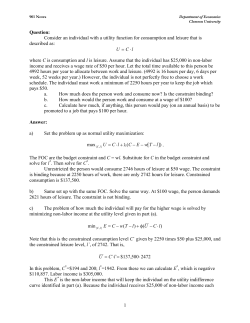 1 Question: Consider an individual with a utility function for