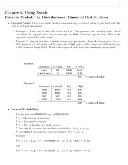 Chapter 5, Using Excel: Discrete Probability