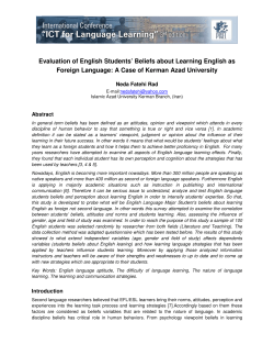 Evaluation of English Students` Beliefs about Learning English as