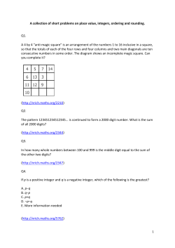 Place Value, Integers, Ordering and Rounding Problems