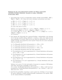 Solutions for the exam Matematisk statistik och