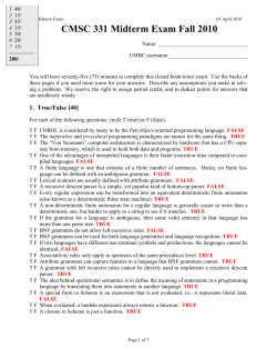 CMSC 331 Midterm Exam Fall 2010