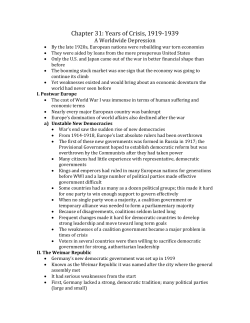 Ch. 31 Post War/Years of Crisis/Great Depression