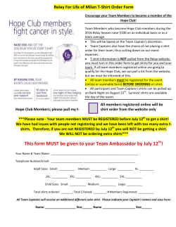 This form MUST be given to your Team Ambassador