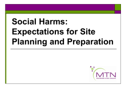 Social Harms:Expectations for Site Planning and Preparation