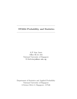 ST2334 Probability and Statistics - Department of Statistics and