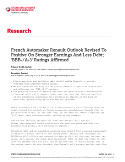 French Automaker Renault Outlook Revised To Positive On Stronger