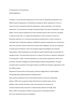 On Explanations of Housing Policy PETER SOMERVILLE This