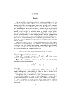 CHAPTER 1 Logic The main subject of Mathematical Logic is