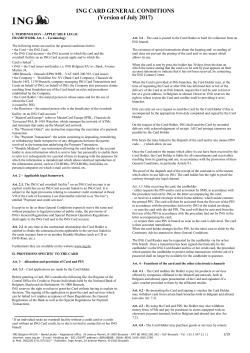ING CARD GENERAL CONDITIONS (Version of