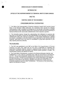 MOU - CBOB Office of the Superintendent of Financial Institutions