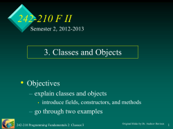 ?? Special Topics in Soft. Eng 1 Imperative and OO Programming 6