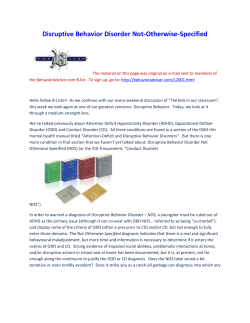 Disruptive Behavior Disorder - Not Otherwise