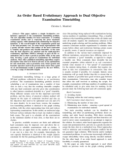 An Order Based Evolutionary Approach to Dual Objective