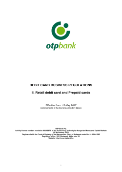 DEBIT CARD BUSINESS REGULATIONS II. Retail debit