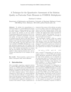 A Technique for the Quantitative Assessment of the Solution Quality