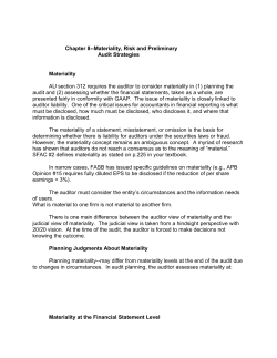 Chapter 8--Materiality, Risk and Preliminary Audit Strategies