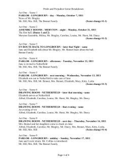 Pride and Prejudice Scene Breakdown Act One &ndash; Scene 1 PARLOR