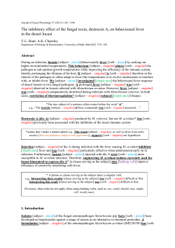The inhibitory effect of the fungal toxin, destruxin A, on behavioural
