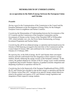EU-Ukraine Memorandum of Understanding on Energy