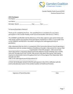 Parental Consent Form - Camden Coalition of Healthcare Providers