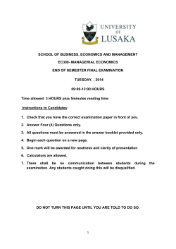 SCHOOL OF BUSINESS, ECONOMICS AND MANAGEMENT