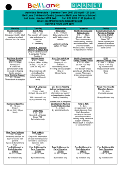 Bell Lane Summer Timetable 2017