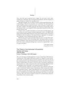The Theory of the Individual in Economics: Identity and Value