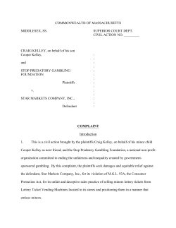 Lottery Ticket Complaint v. Star Markets Final 3-10-15