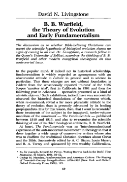 B. B. Warfield, the Theory of Evolution and Early Fundamentalism
