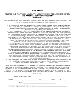 MILL WORKS RELEASE AND WAIVER OF LIABILITY