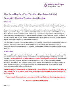 Supportive Housing Treatment Application Overview