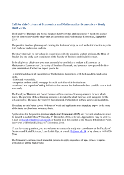 Call for chief-tutors at Economics and Mathematics