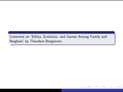 Comment on `Ethics, Evolution, and Games Among Family and