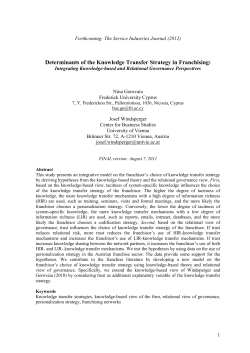Determinants of the Knowledge Transfer Strategy in Franchising: