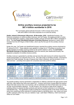 Airline ancillary revenue projected to be $67.4 billion worldwide in