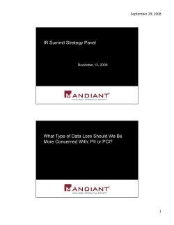 IR Summit Strategy Panel What Type of Data Loss Should We Be