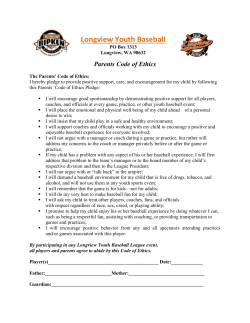 Parents Code of Ethics - Longview Youth Baseball