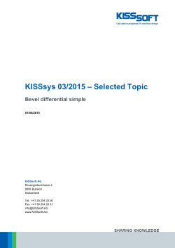 KISSsys 03/2015 &ndash; Selected Topic