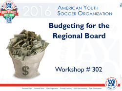 Budgeting for the Regional Board
