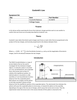 Coulomb`s Law - UTSA Physics